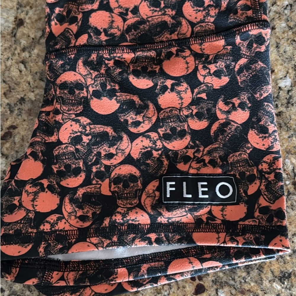 Fleo Orange and Black Skull Pattern Shorts